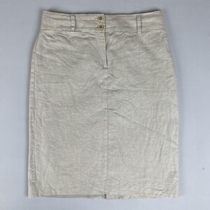 Banana Republic Linen Lined Midi Pencil Skirt Women’s 4 Beige Tan Flax Basic